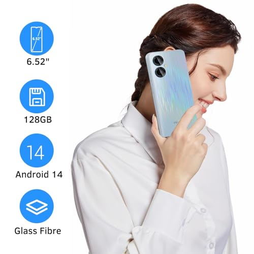 Smartphone Android 14 débloqué avec écran HD 6.52 pouces et double SIM 4G bleu - 3