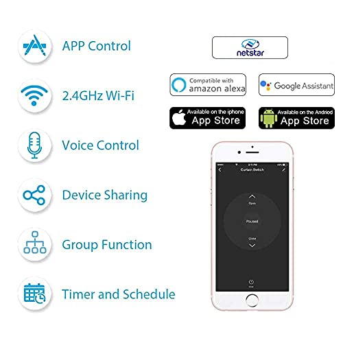 Image of NETSTAR 2-Switch Smart Wi-Fi + Bluetooth Touch Switch (15 Amp each) | Netstar App & SmartLife App Control I Compatible with Alexa, Google, Siri | Glass Finish