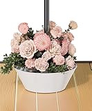 Koutemie 2-in-1 Umbrella Planter for Patio Table & Pole, Half Round Flower Planters Pots with Umbrella Hole Fits Poles Up to 2β Diameter, PVC Post Planter Wrap Around Umbrella for Garden, White