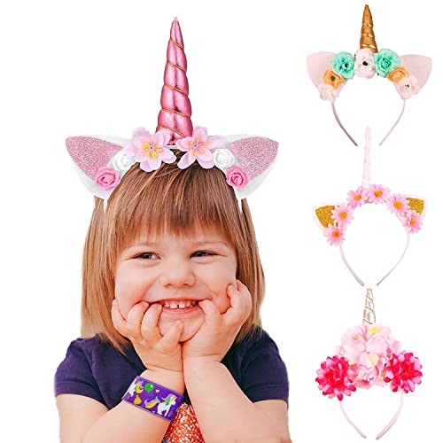 MUZIWIG 3Pcs Serre-Tête Licorne Bandeau Cosplay Costume Licorne Fournitures de Fête de Licorne pour Fête d'anniversaire Cover