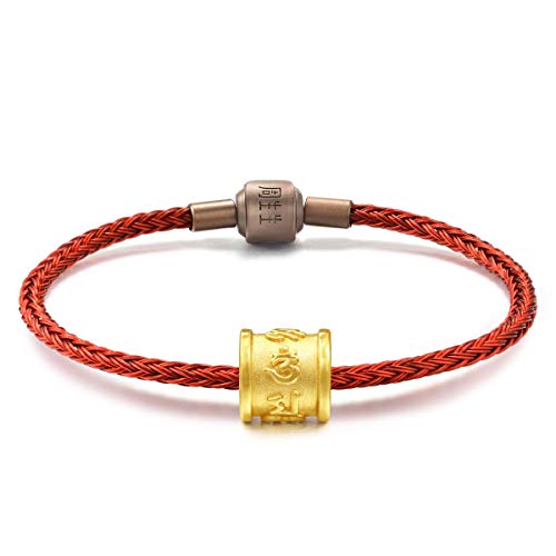 CHOW SANG SANG 999 24K Solid Gold Buddhist Mantra Om Mani Padme Hum Blessing Charm Bracelet for Women 86695C