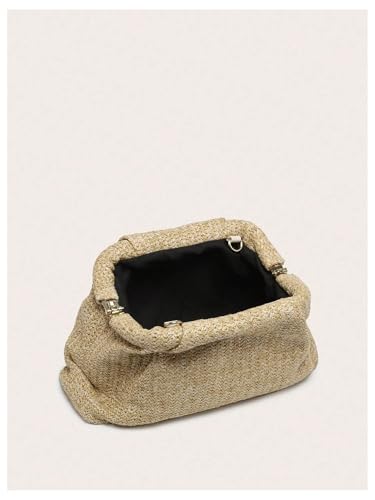 Image of Verdusa Women's Straw Woven Clutch Handbags Striped Dumpling Clutch Purses | Straw