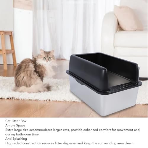 Arenero de acero inoxidable para gatos extra grande con lados altos miniatura 5