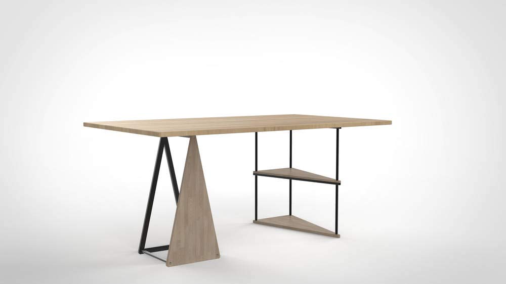 Nordlinger Tréteau Unikk, H.73cm x L.36,5cm x EMP. 36,5cm - Bois Clair FSC, Naturel et Noir