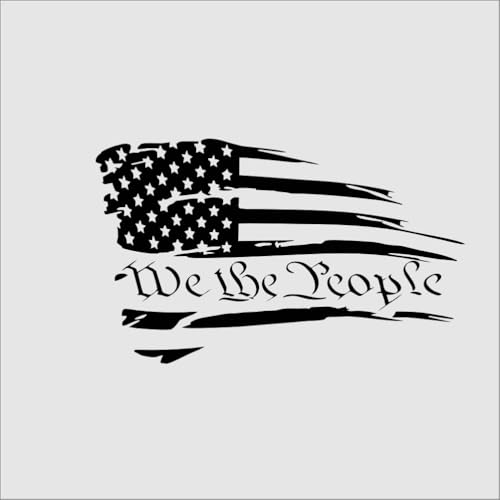 AS We The People Decal Sticker | 6.5x3.5 Inches Patriotic Black Bumper Sticker for Cars Trucks SUVs Windows Walls & Laptops | American Flag Car Window Decal