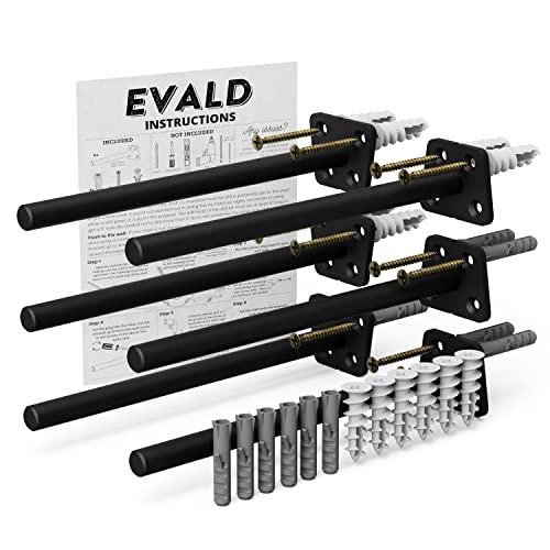 EVALD The Improved Floating Shelf Bracket | 8-Inch Floating Mantel Bracket with Screws and Anchors | Hidden Shelf Bracket with Rod Holders | Floating Shelf Hardware for Office and Home Decor