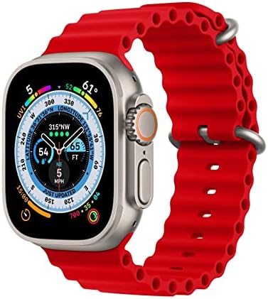 Lobnhot Silicone Ocean Strap Compatible with Apple Watch Ultra 49mm 45mm 44mm,Soft Sport Band for iwatch Series Ultra 8 7 6 5 4 SE,49/45/44mm Orange
