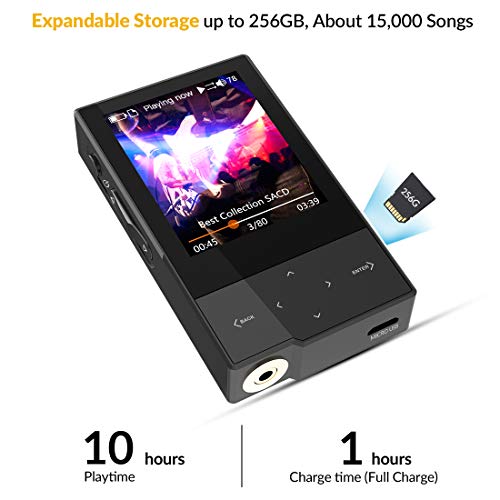 Image of HIDIZS AP60 aa€¦ Bluetooth MP3 Player Digital Audio Player HiFi Lossless Music Player Hi-Res Audio Player with SD Card Slot,Support Up to 256GB (Black)
