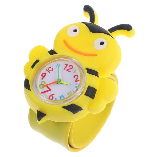 VERDANVERSE Montre Garçon Fille Cartoon Abeille Jaune Bracelet Slap Clair Facile à Lire Éducatif pour Tout