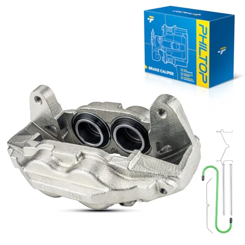 Image of PHILTOP Front Left Caliper for 07-16 Toyota Tundra, 08-16 Sequoia | Silver zinc-plated ductile iron caliper with 4 steel pistons, includes hardware and replaces OE 477500C030, 193275