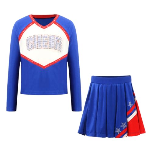 Robe pompom filles bleu costume de meneuse de foule