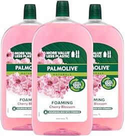 Palmolive Foaming Liquid Hand Wash Soap 3L (3 x 1L packs), Cherry Blossom Refill and Save, No Parabens Phthala