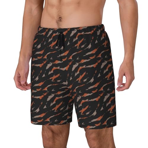 Camouflage Orange Black Funny Men's Swim Trunks Board Shorts Quick Dry-2