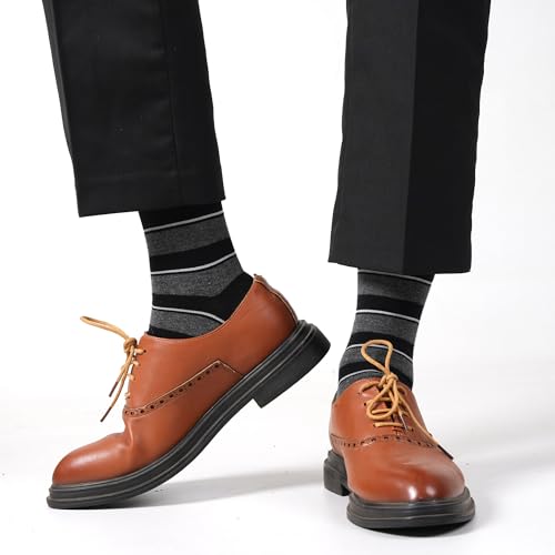 Mens Dress Socks Classic Patterned Business Crew Cotton Socks for Father Birthday Christmas Gifts 5 Pairs2