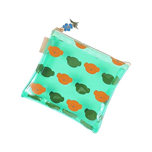 ミッフィー 兎 くま 収納バッグ PVC 透明 OFOK 化粧バッグ かわいい コスメボックス メイクボックス 鉛筆ボックス 大容量 収納ボックス かわいい 人気キャラクター 文具ポーチ 男女兼用 学生 (Green)