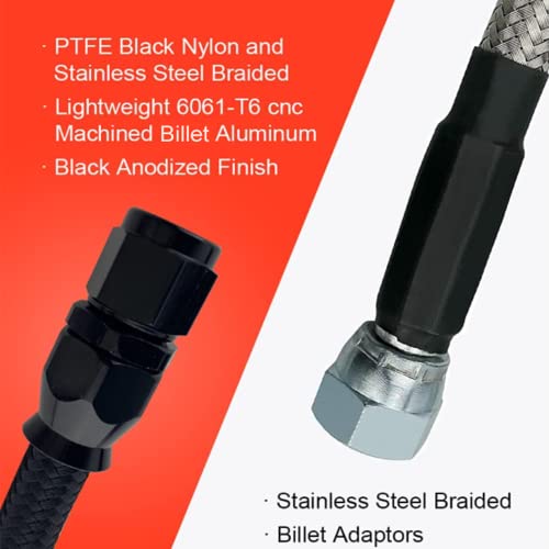 Spelab 6An Flexible Ptfe Transmission Cooler Hose Lines Fitting, Nylon And Stainless Steel Braided Lines, Replace 4L60/700R4/Th350/Th400 #TOP4
