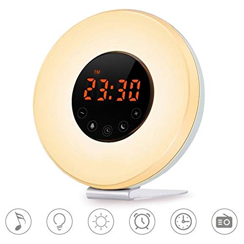 SHEEP Reloj de la mesilla de Alarma de Radio LED multifunción táctil Inteligente de Despertador Despertador Ligero con Radio FM El Tiempo preciso