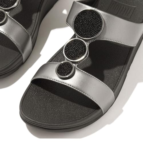 FitFlop Women's Halo Bead-Circle Metallic H-bar Slides Wedge Sandal3