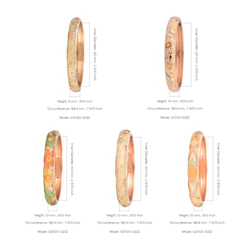 Image of UJOY Bangles 5 Pcs Enamel Jewelry Set Rose Flower Engraved Cloisonne Bracelets Pack in a Box 5PCS