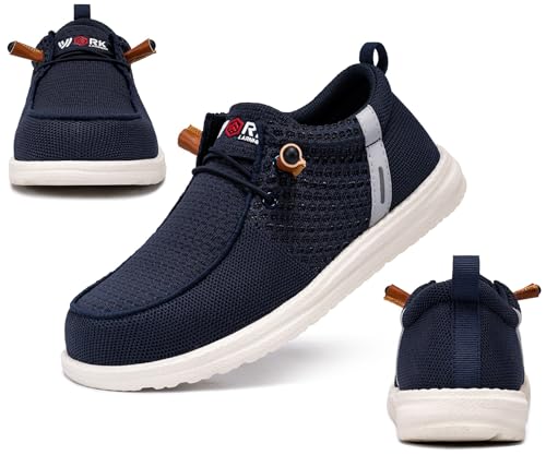 Image of LARNMERN Slip On Steel Toe Shoes Men Loafers Work Safety Tennis Sneakers | Lightweight, Comfortable, Walking, Wide, Hands Free, Lounging, House, Mechanic, Construction, Casual, Dress, Office, 0utdoor
