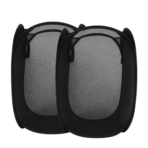 Image of inchCOSMIIC GREENS inch Mesh Laundry Foldable Basket 2 Pc (38 x70 cm)- Breathable, Sturdy, Foldable, and Space-Saving Design for Clothes and Storage. (2, 2 Pcs LARGE SIZE - Black /Sky /Pink /Royal /Red)