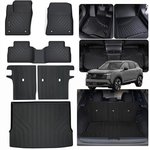 AltraVos Floor Mats & Trunk Mat & Backrest Mat for 2025 2026 Nissan Kicks TPE All Weather Protection 2 Rows Car Floor Mats with Trunk Mat Fit Upper Level with Velcro Rear Seats Backrest