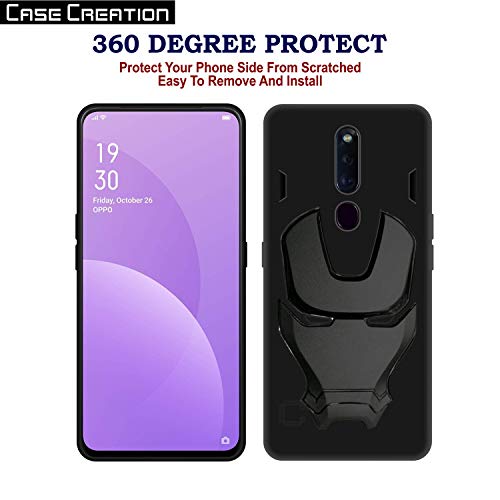 Image of COVERLY Official 3D Touch Feel Trending Avengers Logo Mask Soft Rugged Grip Silicone Iron Man Super Power Cartoon Movie Engraved Silicone Matte Back Cover for Oppo F11 Pro -HD Black