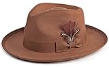 FADACHY Fedora Hats for Men & Women Wide Brim Felt Hat Dress Panama Trilby Hats Khaki Fedora