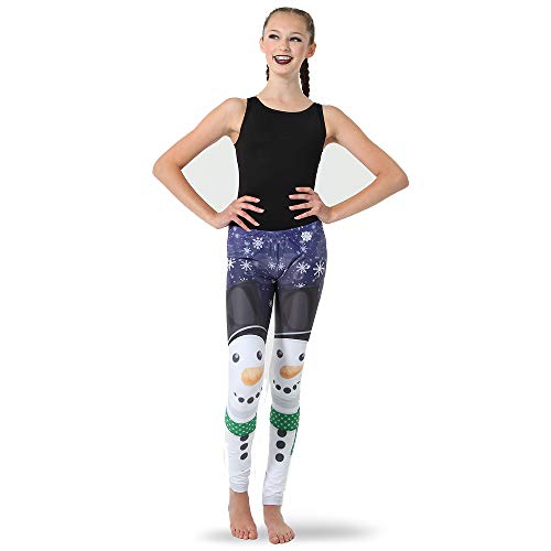 Alexandra Collection Womens Holiday Snowman Printed Athletic Workout Leggings Snowman Large
