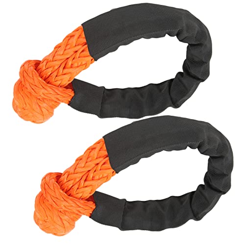 Pissente 2Pcs Synthetic Soft Shackle 21 Tons Breaking Strength Lightweight Rope Shackle for Truck SUVs Offroad Vehicle