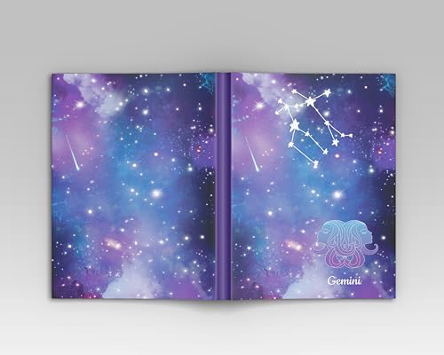 Image of AccuPrints A5 Premium Soft Bound Notebook Size 5.8 * 8.25 inches Diary for Girls and Women (144 Ruled Pages with planner, 80 GSM) (Gemini zodiac signs)