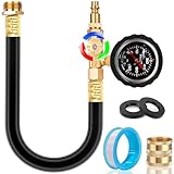 TianPtion Upgraded RV Water Blow Out Winterizing Kit Sprinkler Winterization Hose with Oil Filled Pressure Gauge Compressor Winterize Adapter Plug, for Camper, Boat, Travel Trailer, Motorhome, Faucet