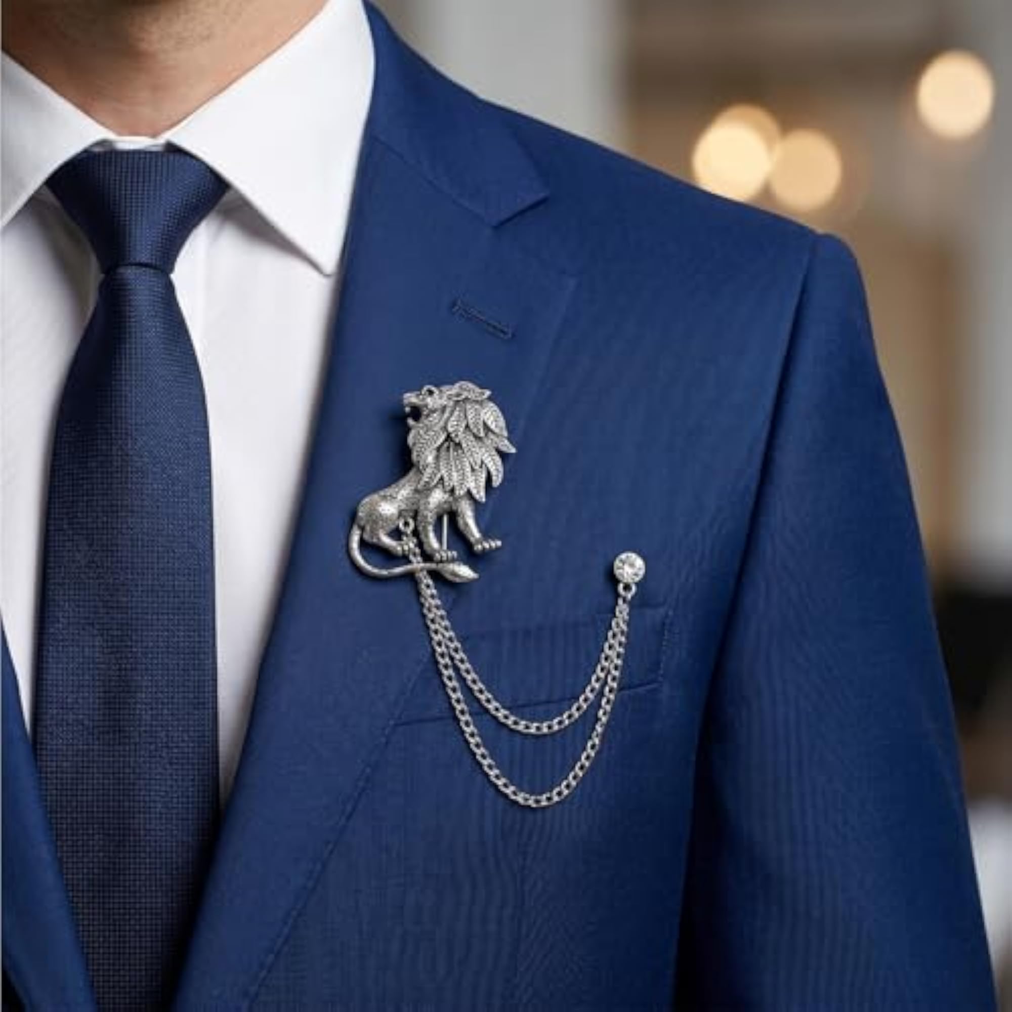 Men's & Women's Crystal Chain Tassel Lapel Pin, Elegant