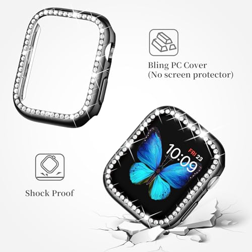 Image of SUPOIX for Apple Watch Band 41mm + Case, Bling Bands for Women (Black)