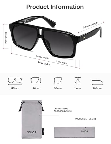 Image of SOJOS Trendy Polarized Aviator Sunglasses for Women Men,Fashion Square Aviators Shades Vintage Style UV400 Protected SJ2699