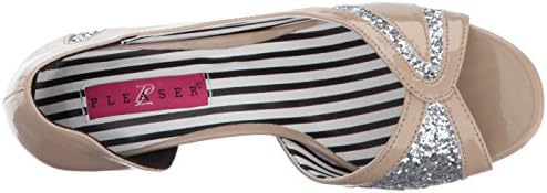 Pleaser Pink Label Women's Jenna03/Cr-Sg D'Orsay Pump, Cream Patent-Silver Glitter, 13 M US | Image 4