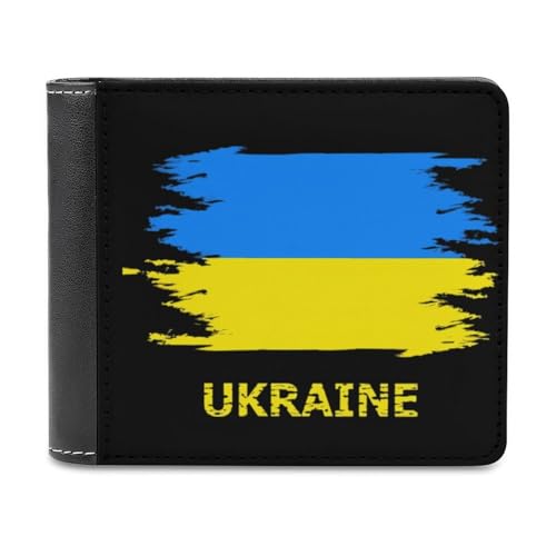 I Love Ukraine Slim Men's Bi-fold Wallets with 6 Card Slot Leather Travel Purse Coin Clip