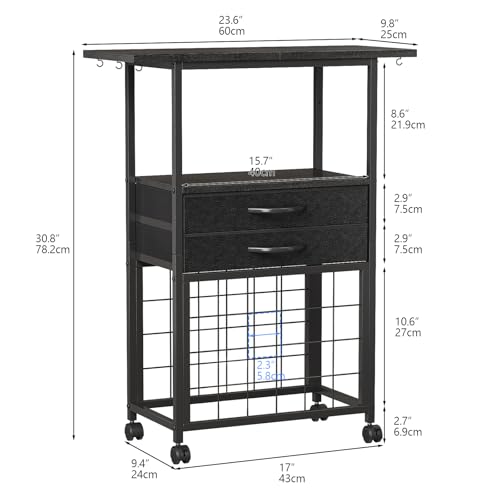 Image of VENNQD Organizer and Storage Stand Compatible with Cricut Machines, Rolling Storage Cart /Shelf with 24 Vinyl Roll Holders, 2 Fabric Drawer, Accessories Holder, Tool Hook for Craft Room Home (Black)