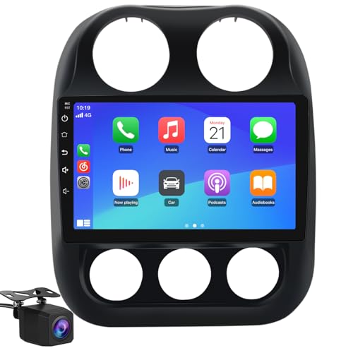 Solvitek Car Radio Stereo for Jeep Compass Patriot 2010 2011 2012 2013 2014 2015 2016 Android 15 [4Core+64GB] 10.1 inch Touch Screen Upgrade CarPlay/Android Auto/SWC/Bluetooth/WiFi/Backup Camera