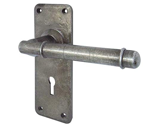 JEDOFrelan Hardware - Handforged Belfry Door Handles Lever Lock - Pewter - HF100