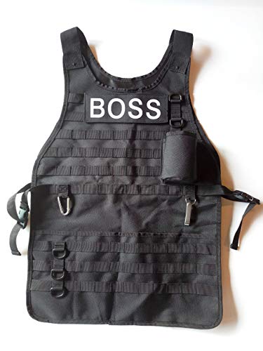 Caliber Gourmet Tactical Outdoor Camping Bbq Durable Apron With Bottle Opener Pockets And Reusable Carabiner Black