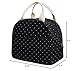 EurCross Upgraded Compact Black Lunch Bag for Girls Women,Canvas Reusable Insulated Polka Dot Lunch Tote Box Bag for Work School