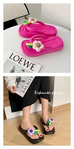 Cute Flower Decor Fashion Flip Flops, Sweet EVA Indoor Non-Slip House Shoes for Women Home Bath Slippers4