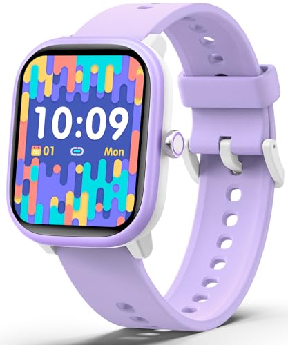 Roffnet Kids Smart Watch for Boys Girls, Fitness Tracker with Heart Rate Sleep Monitor, 1.83' Touchscreen with 12 Puzzle Games, Waterproof Activity Tracker Pedometer for Android iPhone (Purple)