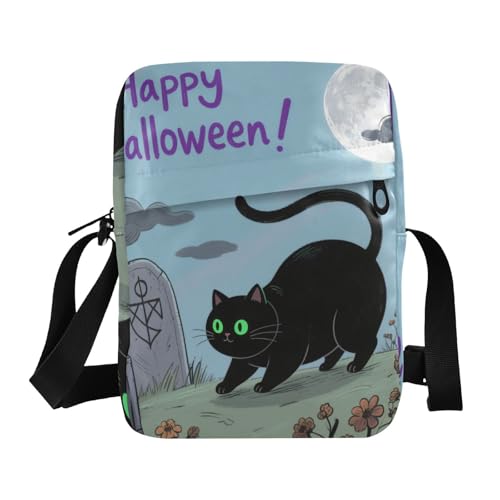 KLL Halloween Black Cat messenger bag for men Vegan Leather Shoulder Bag For Woman Shopping Shoulder Handbags