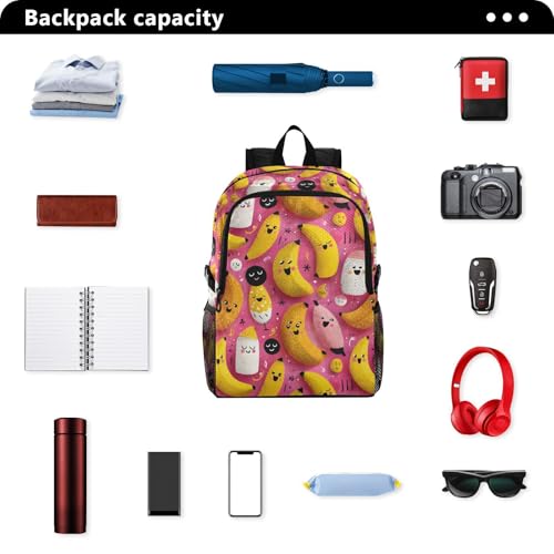 AIXIWAWA Lightweight Hiking Backpacks Cute Banana Print, Foldable Waterproof Daypack for Commute Travel2