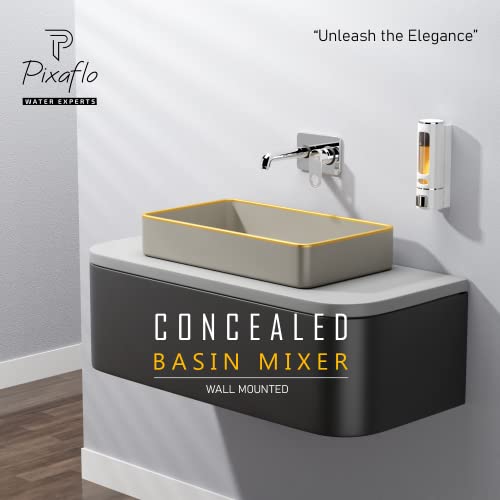 Image of Pixaflo Concealed Single Lever Basin Mixer With Exposed Parts Kit (Complete Set, Admix) - Brass, Silver, Chrome