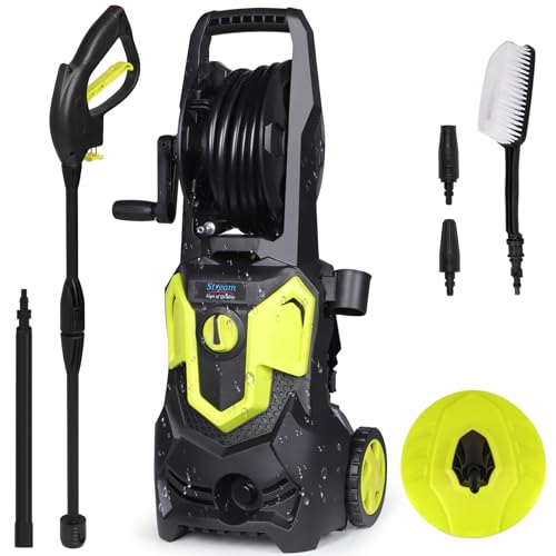 Pressure Washer, 1650W Max 135Bar 420L/H Portable Electric High Power Jet Wash Cleaner with Adjustable Nozzle, Patio Cleaner and Foam Bottle, Fit for Fences, Cars, Patio, Home Gardens Use