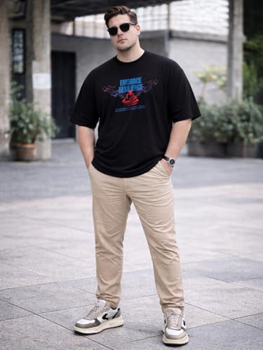 Image of Veirdo Men's Cotton Half Sleeve Plus Size Printed T-Shirts with NY & USA Designs, Stylish Comfortable & Durable Tees, Available in 2XL to 5XL Sizes