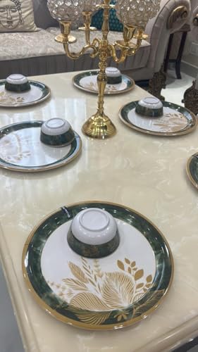 Image of Golden Fish Melamine Round Multicolor Full Size Dinner Plate || Veg. Bowl Floral Printed Dinner Plates (Set of 12) Dishwasher Safe, Bone-Ash Free, Crockery Set for Dining & Gifting, Plates & Bowls